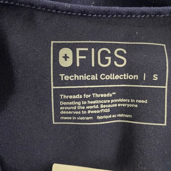 Figs Casma Three Pocket Scrub Top‎ Navy Blue Short Sleeve V-Neck Women's Small - Picture 8 of 10